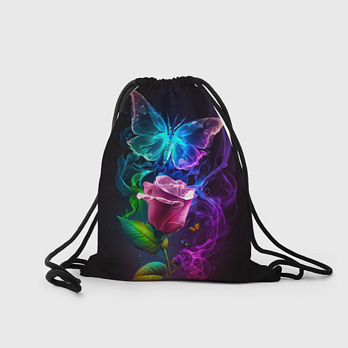 Мешок для обуви Неоновая бабочка с цветком / 3D-принт – фото 2