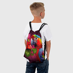 Рюкзак-мешок Попугай ара с цветами, цвет: 3D-принт — фото 2