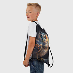 Рюкзак-мешок Сова на ветке, портрет, цвет: 3D-принт — фото 2