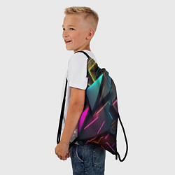 Рюкзак-мешок Неоновые абстрактные полигоны, цвет: 3D-принт — фото 2