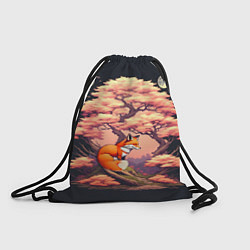 Рюкзак-мешок Лиса под сакурой, цвет: 3D-принт