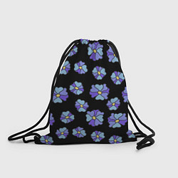 Рюкзак-мешок Дудл цветы на черном - паттерн, цвет: 3D-принт