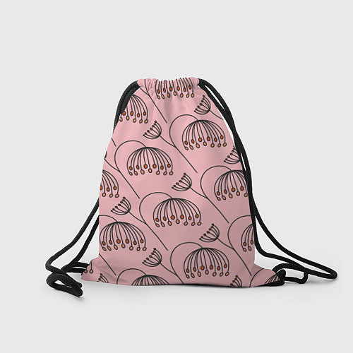 Мешок для обуви Цветы в стиле бохо на пудрово-розовом фоне / 3D-принт – фото 2