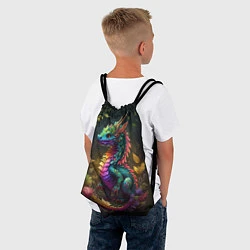 Рюкзак-мешок Разноцветный дракончик в лесу, цвет: 3D-принт — фото 2