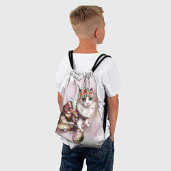 Рюкзак-мешок Милая кошечка с цветами, цвет: 3D-принт — фото 2
