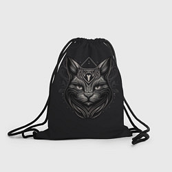Рюкзак-мешок Чёрно-белый орнамент кота, цвет: 3D-принт