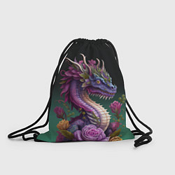 Рюкзак-мешок Неоновый дракон с цветами, цвет: 3D-принт