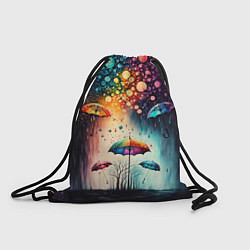 Рюкзак-мешок Яркие зонтики под дождем, цвет: 3D-принт