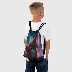Рюкзак-мешок Кот в киберпанке, цвет: 3D-принт — фото 2