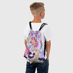 Рюкзак-мешок Цветы в клетку, цвет: 3D-принт — фото 2