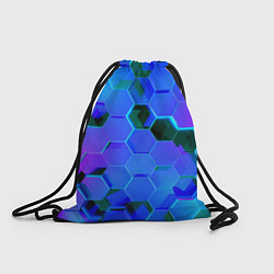 Рюкзак-мешок Неоновые соты - модный паттерн, цвет: 3D-принт