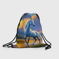 Рюкзак-мешок Белая лошадь на рассвете, цвет: 3D-принт