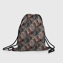 Рюкзак-мешок Тропический коричнево серый узор, цвет: 3D-принт