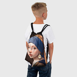 Рюкзак-мешок Девушка с жемчужной сережкой - современный вариант, цвет: 3D-принт — фото 2