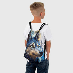 Рюкзак-мешок Волк на синем фоне, цвет: 3D-принт — фото 2