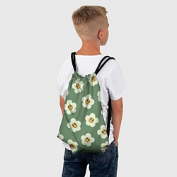 Рюкзак-мешок Цветочки-смайлики: темно-зеленый паттерн, цвет: 3D-принт — фото 2