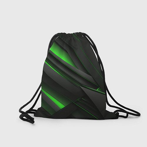 Мешок для обуви Черно-зеленые объемные полосы / 3D-принт – фото 2