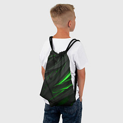 Рюкзак-мешок Черные объекты в зеленым свечением, цвет: 3D-принт — фото 2