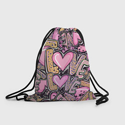 Рюкзак-мешок Паттерн про любовь, цвет: 3D-принт