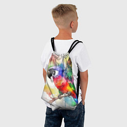 Рюкзак-мешок Разноцветный акварельный попугай, цвет: 3D-принт — фото 2
