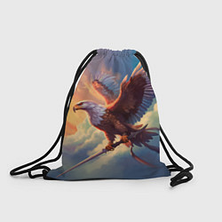 Рюкзак-мешок Орел с мечом в облаках на закате, цвет: 3D-принт