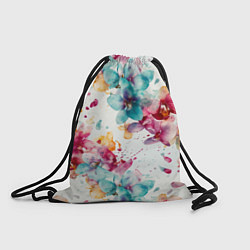 Рюкзак-мешок Орхидеи акварельные брызги - паттерн, цвет: 3D-принт