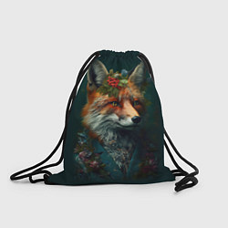 Рюкзак-мешок Лис в цветочной рубашке, цвет: 3D-принт