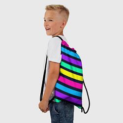Рюкзак-мешок Неоновые полосы на черном фоне, цвет: 3D-принт — фото 2