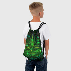 Рюкзак-мешок Психоделика в зеленом - нейронная сеть, цвет: 3D-принт — фото 2