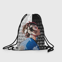 Рюкзак-мешок Танджиро Комадо - иероглифы - клинок, цвет: 3D-принт