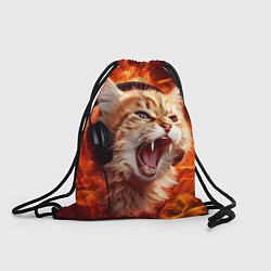 Рюкзак-мешок Кот пламенный меломан, цвет: 3D-принт