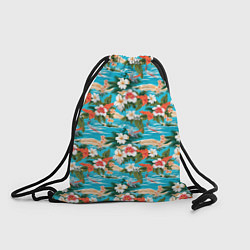 Рюкзак-мешок Море цветы и птицы, цвет: 3D-принт