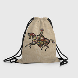 Рюкзак-мешок Ретро девушка на лошади и винтажные цветы, цвет: 3D-принт