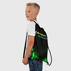 Рюкзак-мешок Cyberpunk 2077 phantom liberty green fire logo, цвет: 3D-принт — фото 2