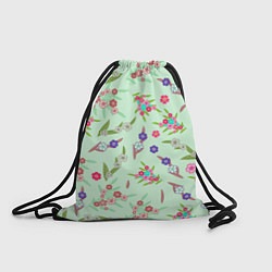 Рюкзак-мешок Цветы на веточках и листья, цвет: 3D-принт