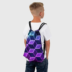 Рюкзак-мешок Неоновые кубы иллюзия, цвет: 3D-принт — фото 2