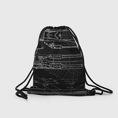 Мешок для обуви Чертеж ракеты на чёрном фоне / 3D-принт – фото 2