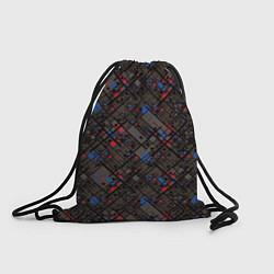 Рюкзак-мешок Красные, синие, черные фигуры и линии на коричнево, цвет: 3D-принт