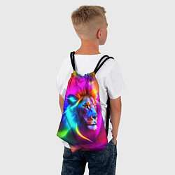 Рюкзак-мешок Неоновый лев в цветовой абстракции, цвет: 3D-принт — фото 2