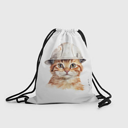 Рюкзак-мешок Акварельный кот-строитель, цвет: 3D-принт
