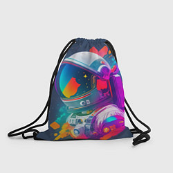 Рюкзак-мешок Космонавт - акварельные мазки, цвет: 3D-принт