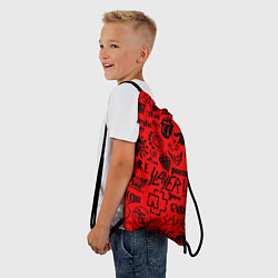 Рюкзак-мешок Лучшие рок группы на красном, цвет: 3D-принт — фото 2