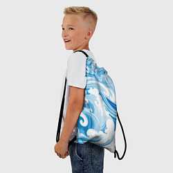 Рюкзак-мешок Голубые волны, цвет: 3D-принт — фото 2