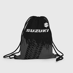 Рюкзак-мешок Suzuki speed на темном фоне со следами шин: символ, цвет: 3D-принт