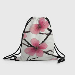 Рюкзак-мешок Цветы и ветви японской сакуры - текстура холста, цвет: 3D-принт