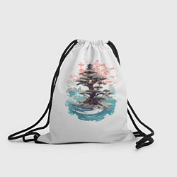 Рюкзак-мешок Японское дерево и пагода в море, цвет: 3D-принт