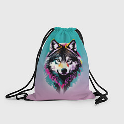 Рюкзак-мешок Волчья морда - поп-арт, цвет: 3D-принт