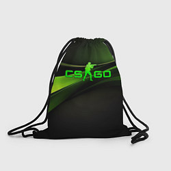 Рюкзак-мешок CS GO black green logo, цвет: 3D-принт