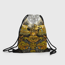 Рюкзак-мешок Золотой орёл - славянский орнамент, цвет: 3D-принт