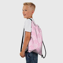 Рюкзак-мешок Розовое кружево сердечки, цвет: 3D-принт — фото 2